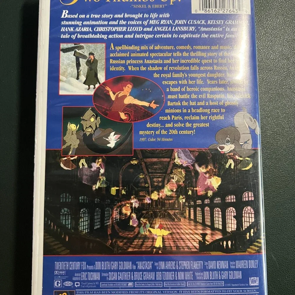 Anastasia (1997) VHS Tape – Excellent Condition, Original Clamshell Case Vintage